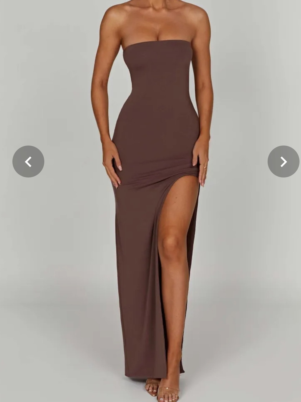 NWT BABYBOO Fashion Teyana Strapless Maxi Dress in Chocolate
